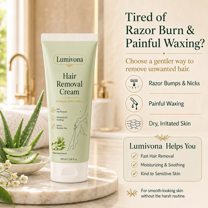 Lumivona™ Natural Gentle Hair Removal Cream | For Women & Men, Sensitive Skin