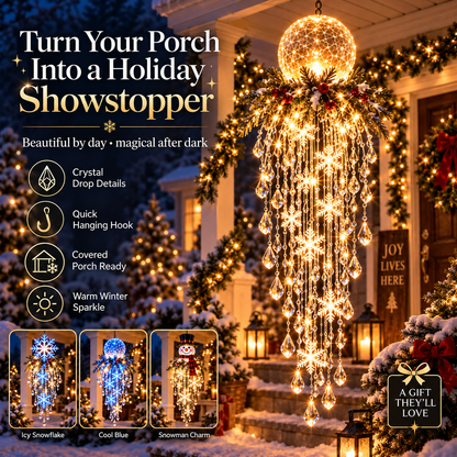✨Last Day 49% OFF-🎄🎅Crystal Cascade Christmas Light – Hanging Snowflake & Crystal LED Porch Décor ✨❄️