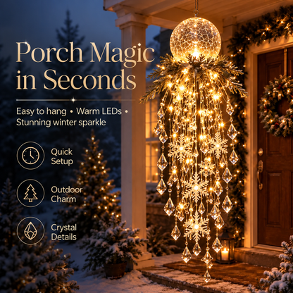 ✨Last Day 49% OFF-🎄🎅Crystal Cascade Christmas Light – Hanging Snowflake & Crystal LED Porch Décor ✨❄️