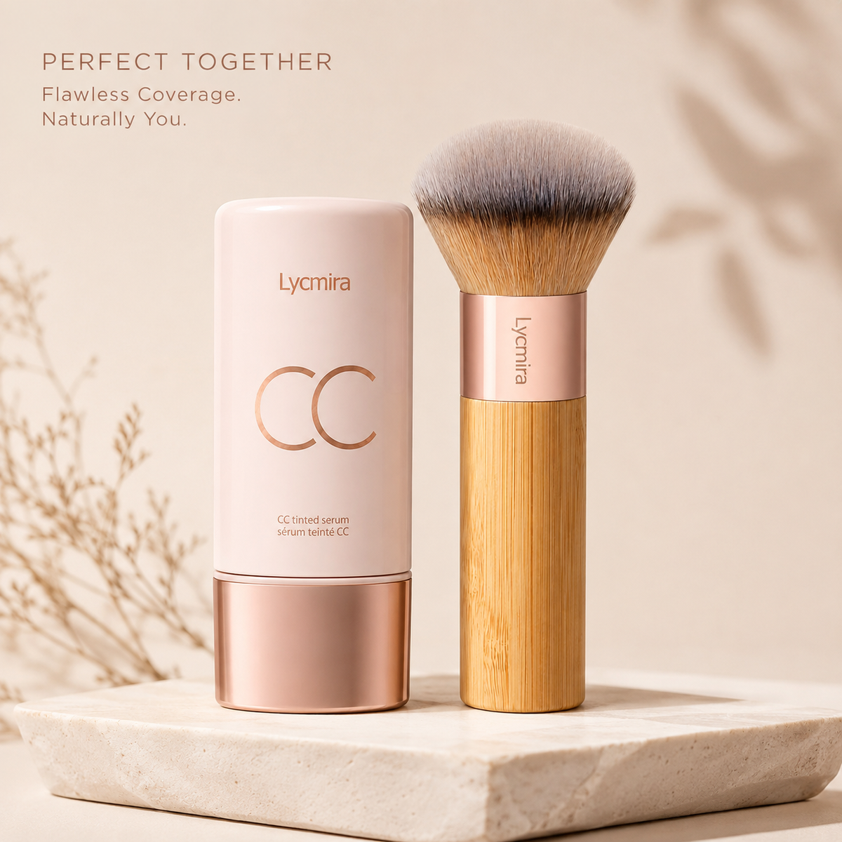 the Lycmira™ brush -fluffy, dome foundation brush