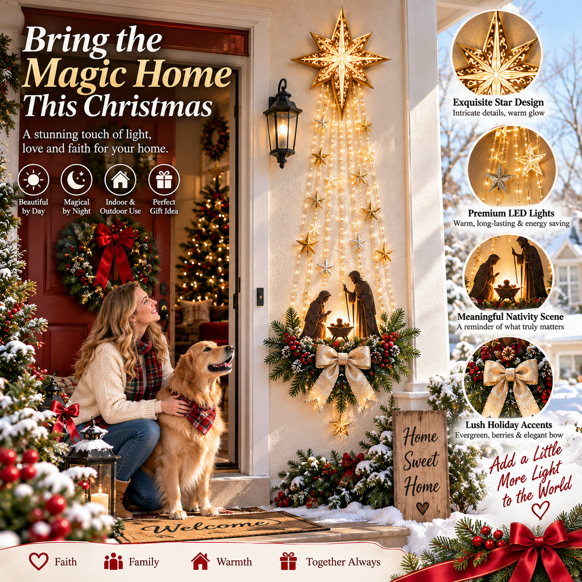 ✨Last Day 50% OFF✨✝️Lighted Bethlehem Star Christmas Wall & Porch Decor