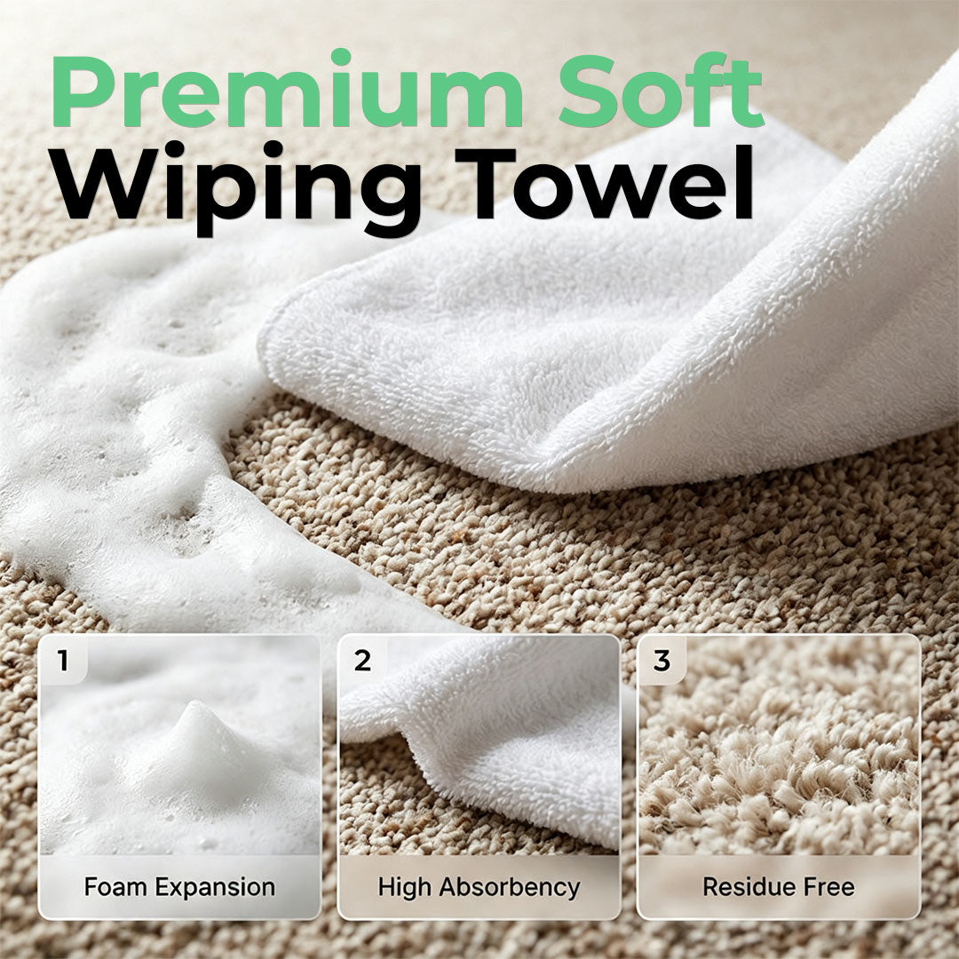 Lycmira® No-Rinse Carpet & Upholstery Stain Remover with Towel