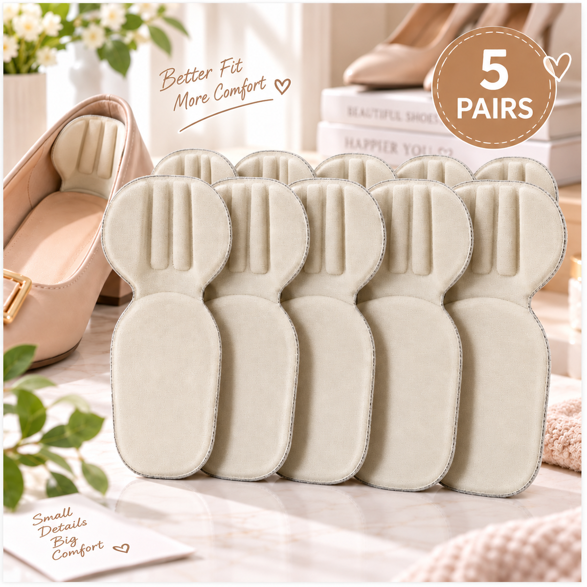 🚨 Last Day 50% OFF | 🔥 5-Pair Pack | Comfortable Anti-Slip Heel Pads for Men & Women