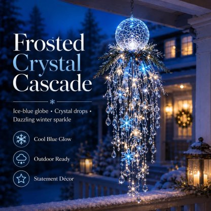 ✨Last Day 49% OFF-🎄🎅Crystal Cascade Christmas Light – Hanging Snowflake & Crystal LED Porch Décor ✨❄️
